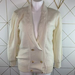 Double Breasted Embellished Balloon Sleeve Cardi